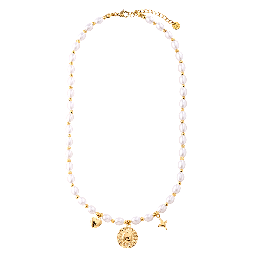 Stainless steel necklace 40cm Pearl Chain With Charms