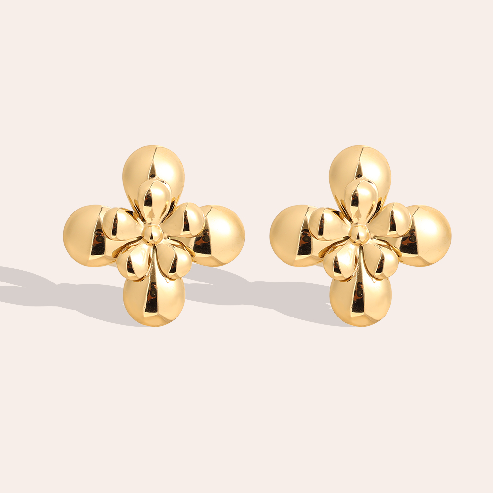 2.3cm Beautiful flower stainless steel earrings     