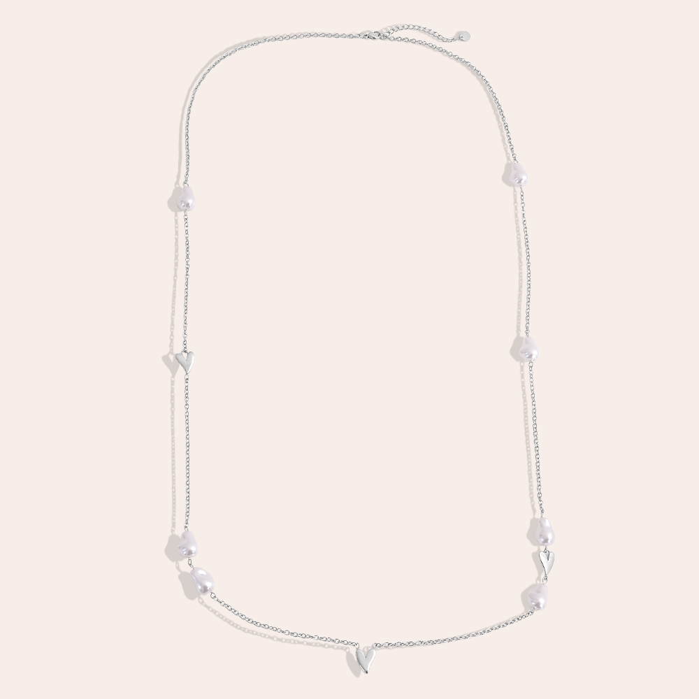 95cm heart bead stainless steel necklace