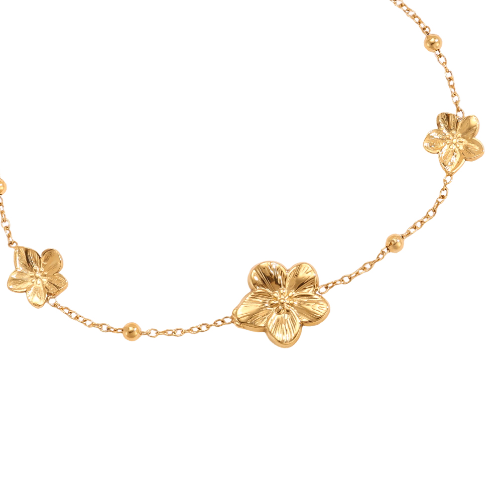 Stainless steel bracelet 16cm three flowers