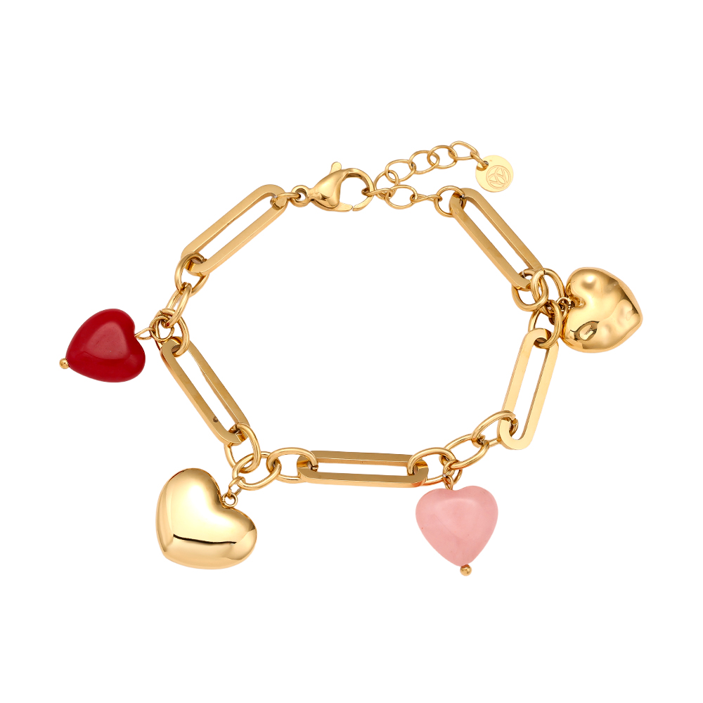 17cm Colourful Hearts stainless steel bracelet