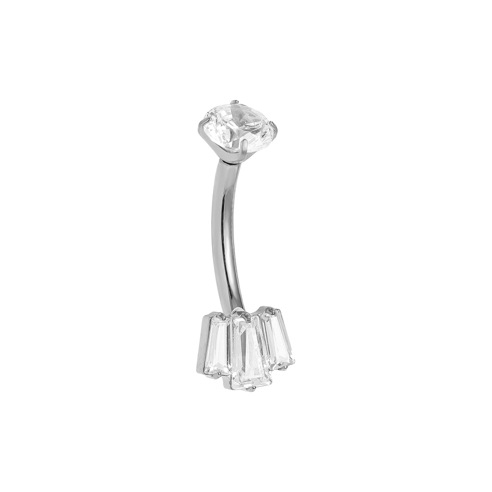 1.6*10mm Diamond Cube Titanium Belly Piercing     