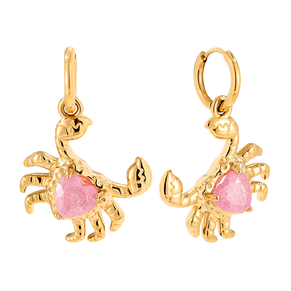 3.3cm Crab And Diamond Stainless Steel Earrings        