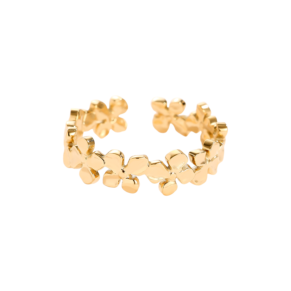many flowers stainless steel ring    
