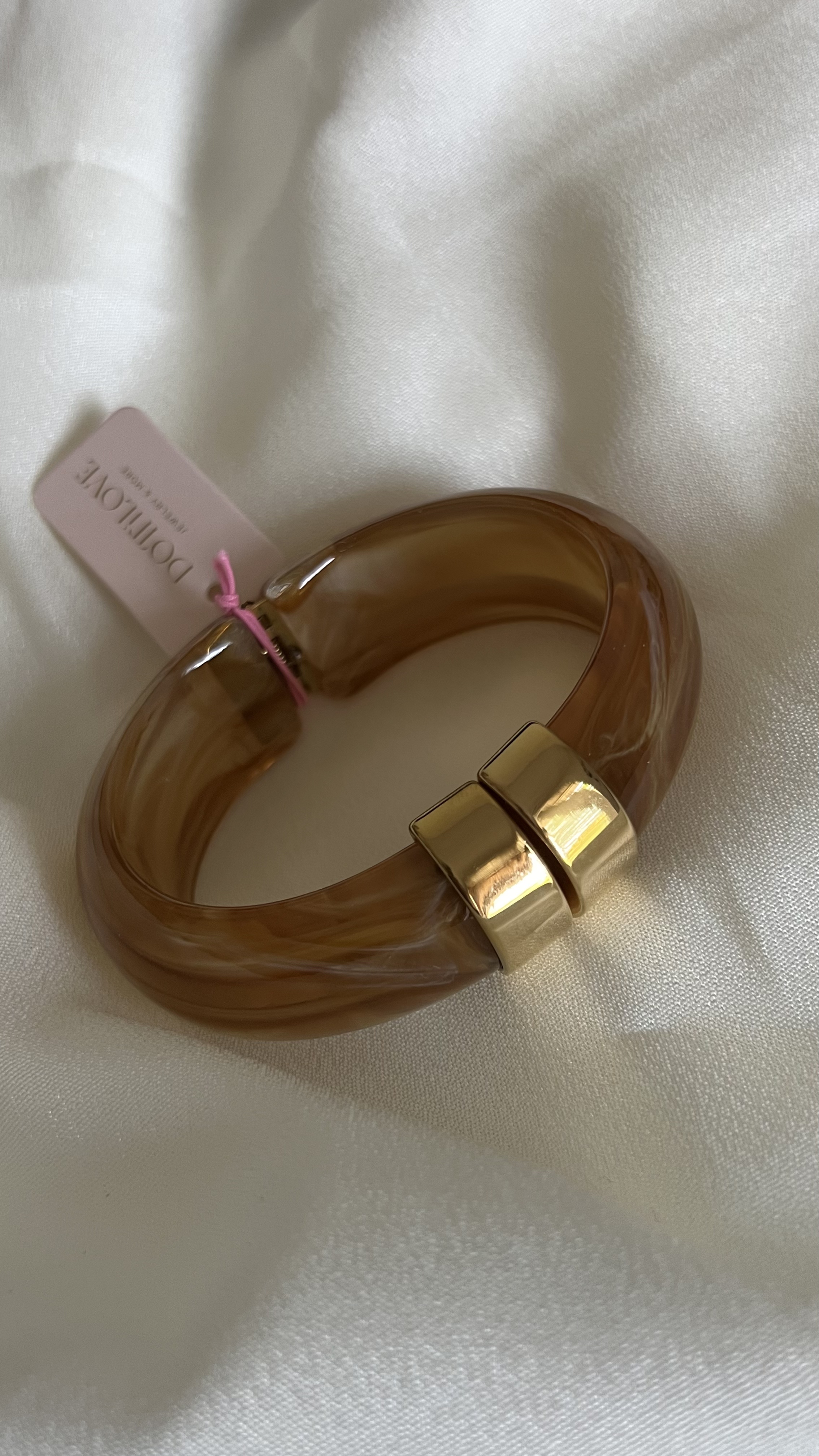 Round chunky resin stainless steel bangle  