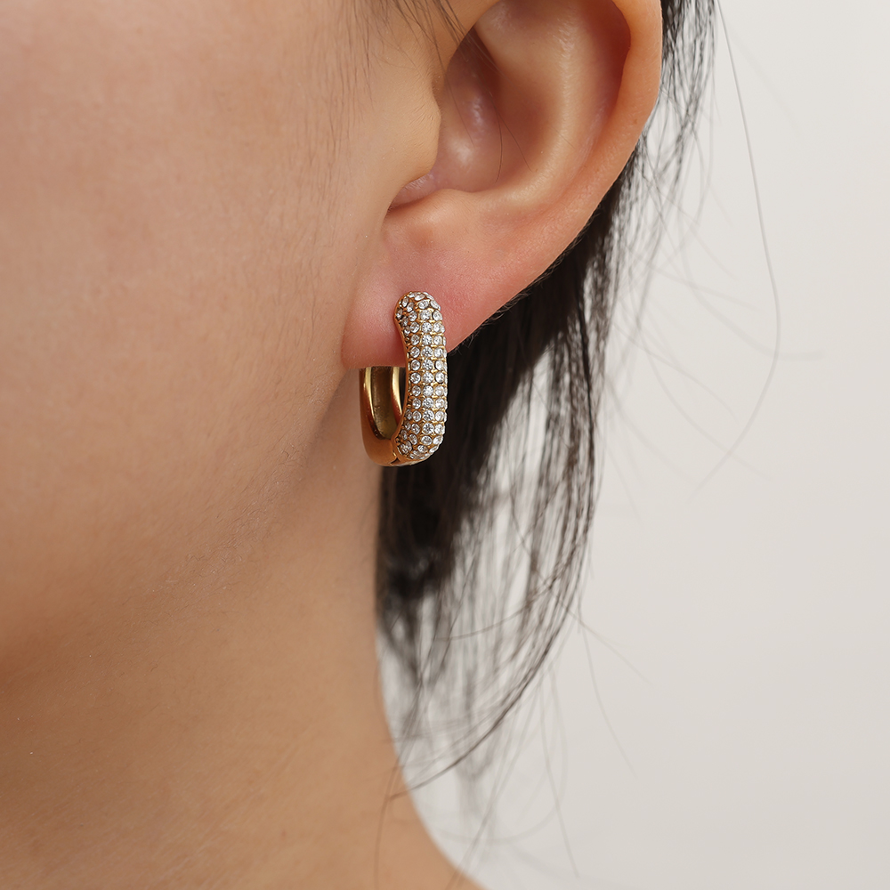 2cm Diamond Cube Hoop Stainless Steel Earrings    