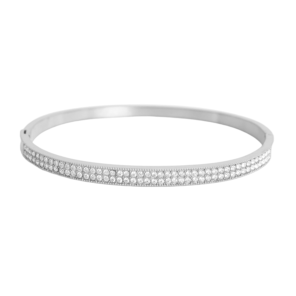 6.5cm Fine zirconia stainless steel bangle 