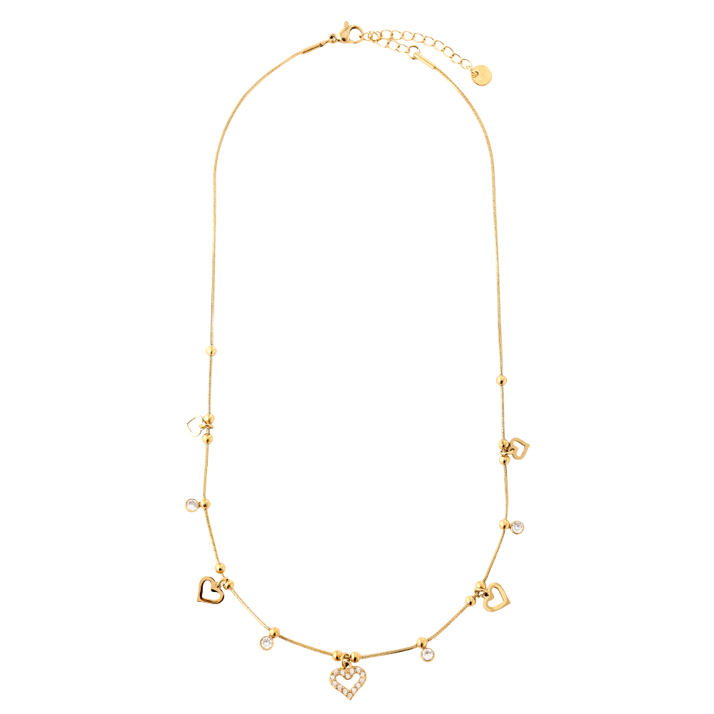42cm Heart And Diamond Heart stainless steel necklace      