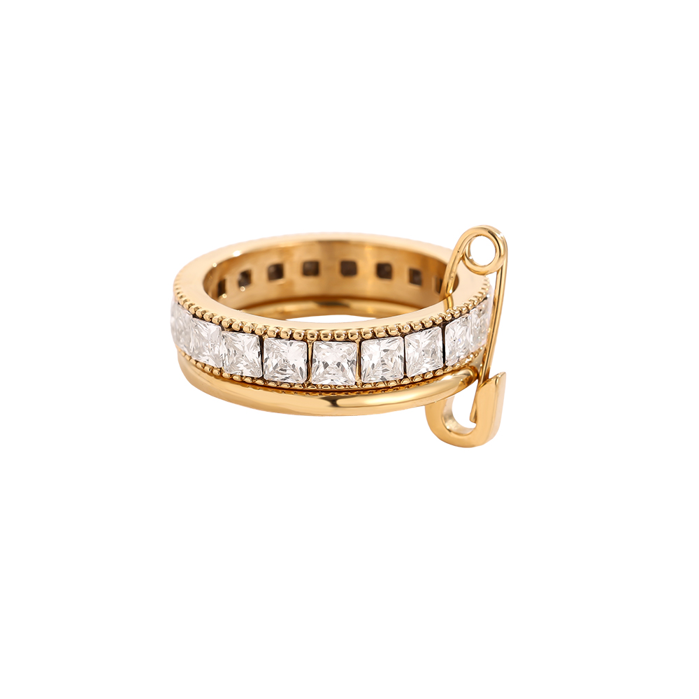 Cube Diamond Ring Set With Pin Stainless Steel Ring    