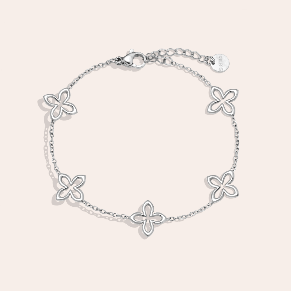 17cm Classic Lucky Flower stainless steel bracelet   