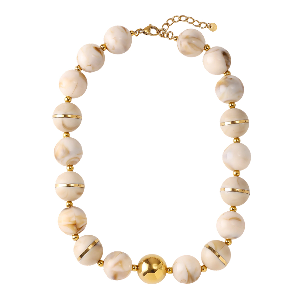 48cm round acrylic bead chain stainless steel necklace    