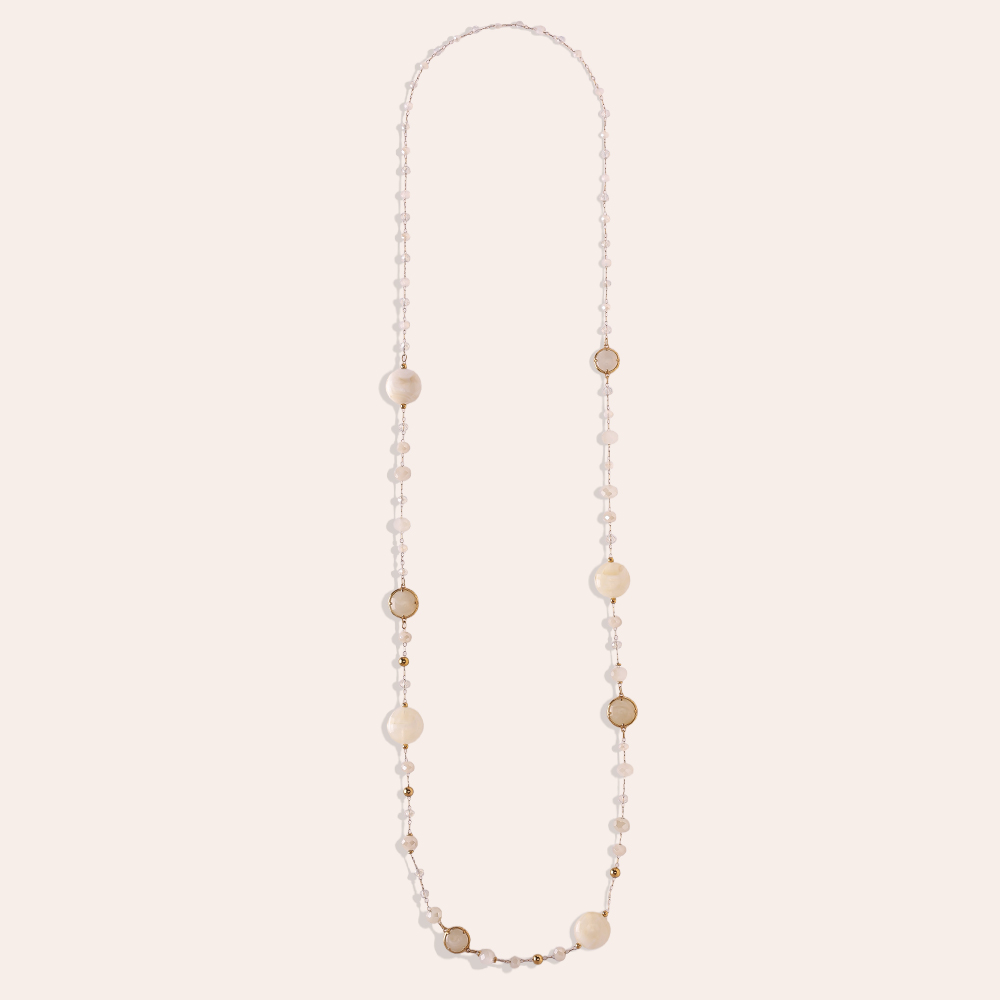 96cm resin crystals stainless steel necklace