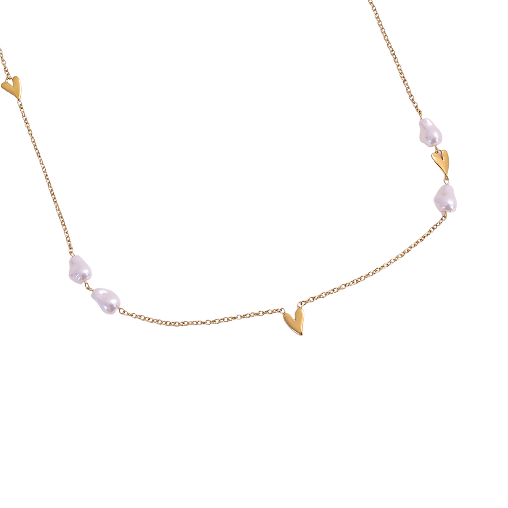 95cm heart bead stainless steel necklace