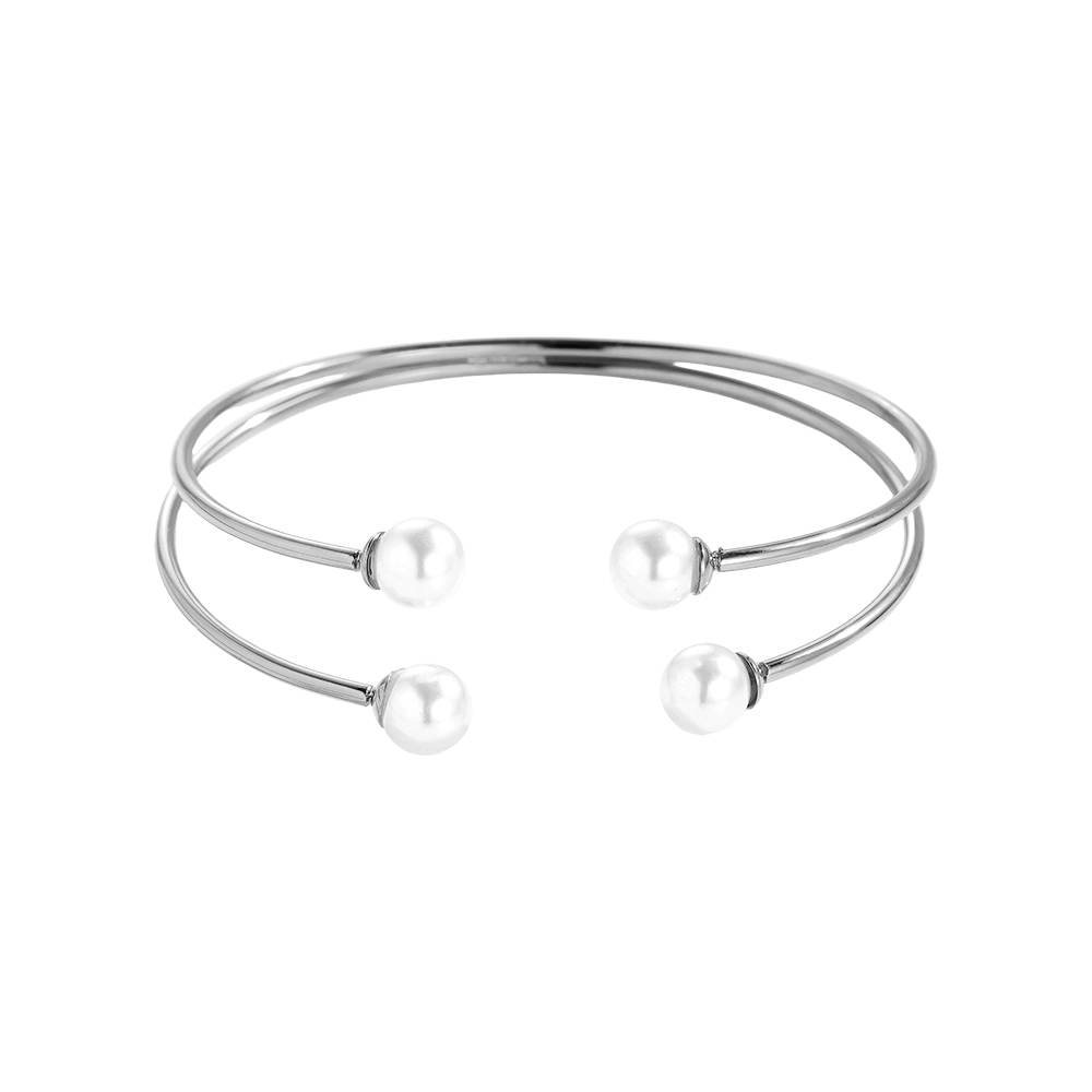 Adjustable Four Pearl stainless steel bangle      