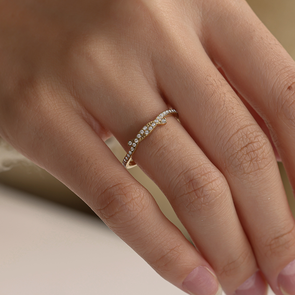 Simple Diamond Casual Stainless Steel Ring    