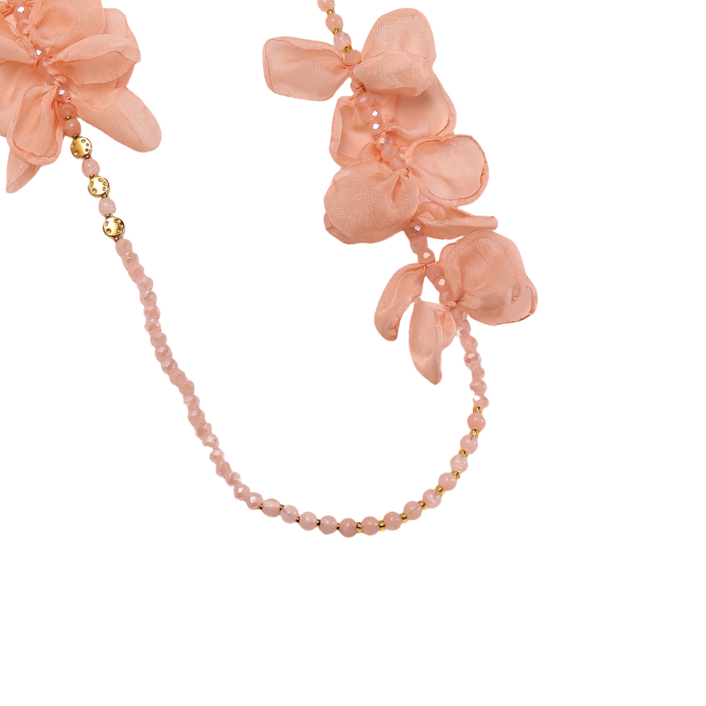 90cm crystal necklace with petals Stainless steel necklace        