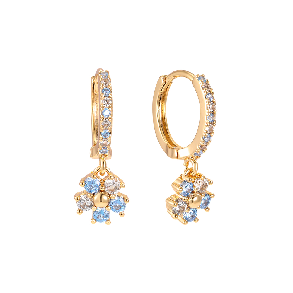 Gold-plated earrings 20mm zirconia flower    