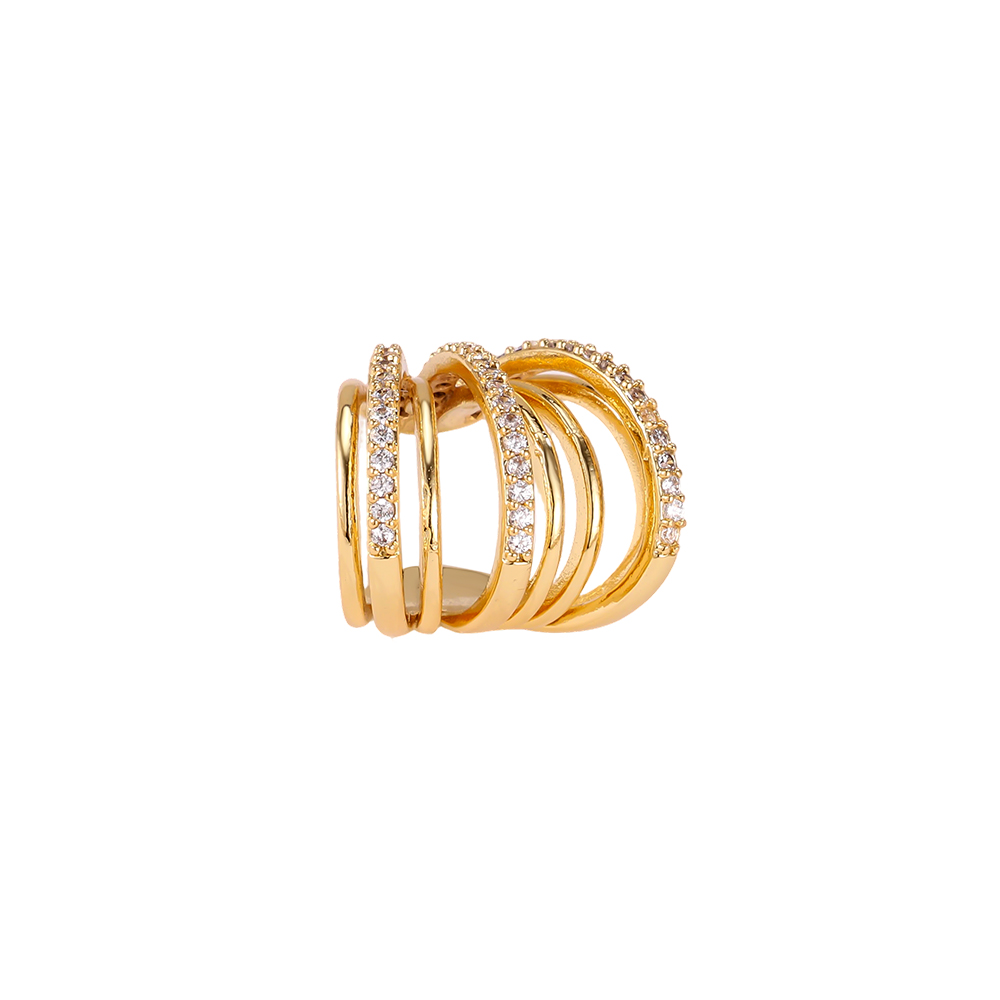 Gold-plated ear cuffs with 15mm cubic zirconia ‘mini-diamonds’