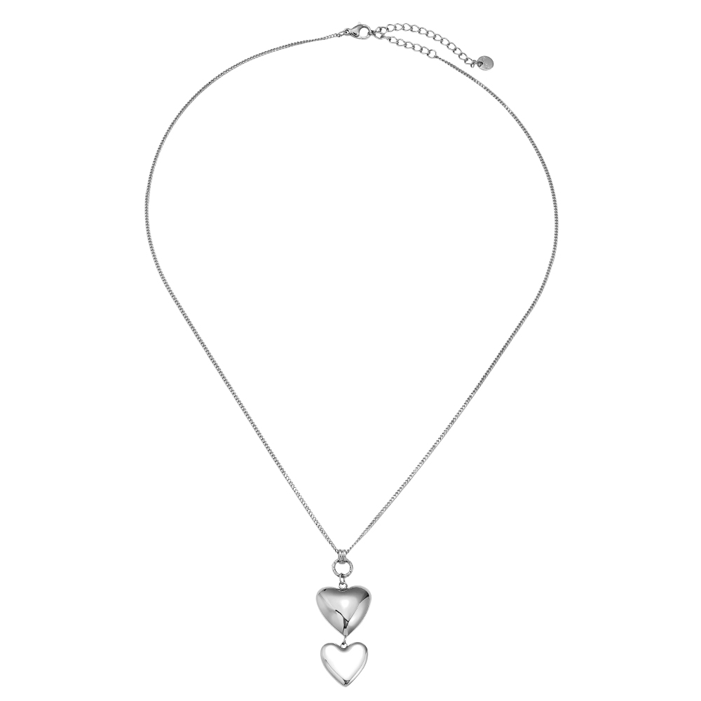Stainless steel necklace 50cm Two Hearts