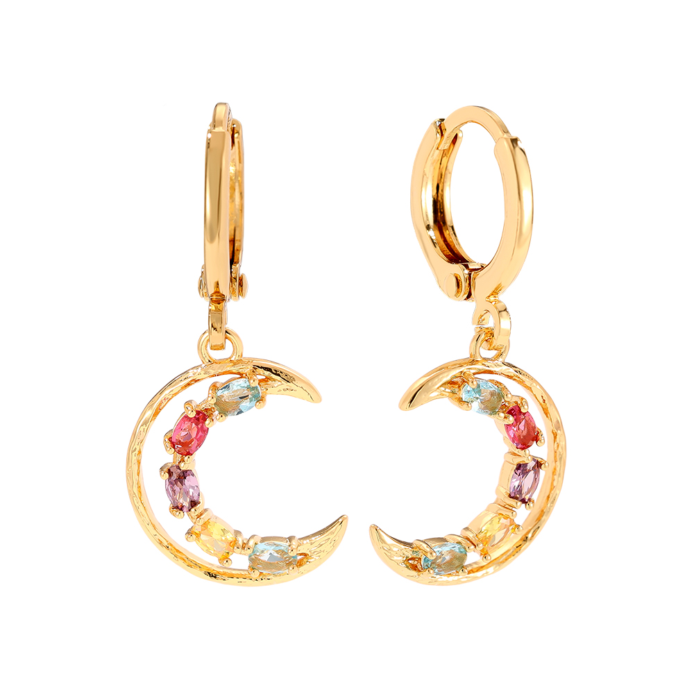 31mm Halfmoon Diamond Gold-plated Earrings