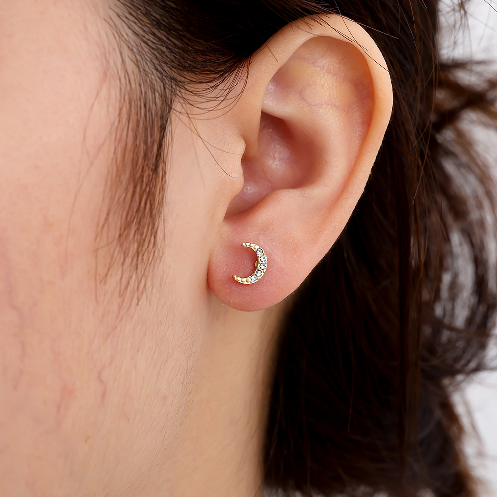 8mm Diamond Moon stainless steel piercing        