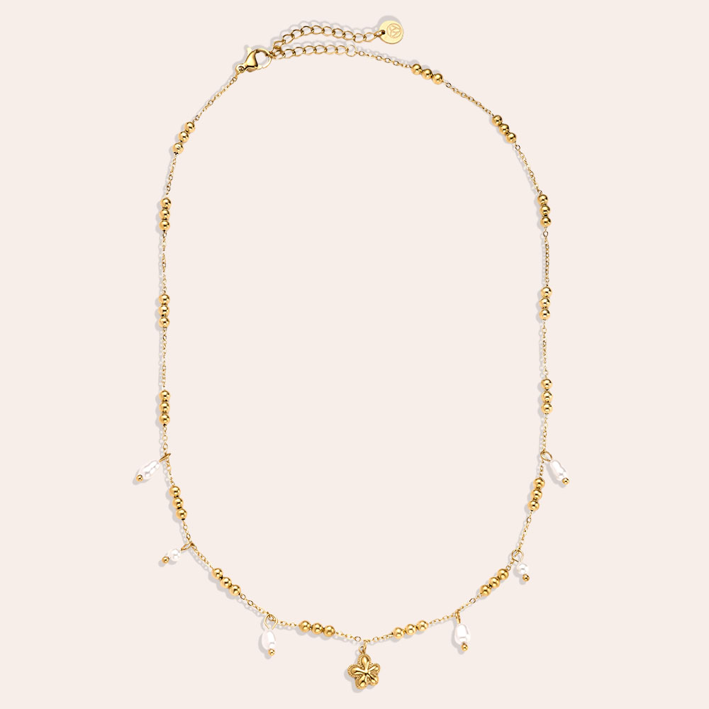 40cm Pearl Flower Fun stainless steel necklace 