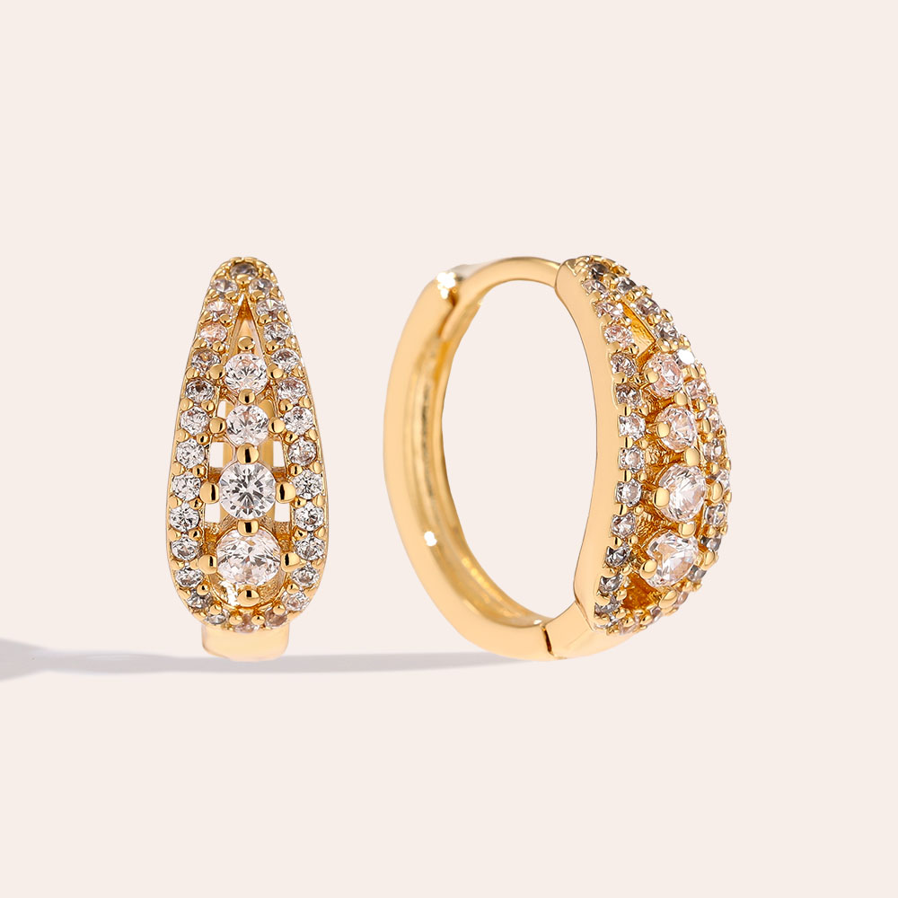 1.5cm Fine Diamond Hoop Gold Plated Earrings   1.5cm Fine Diamond Hoop Gold Plated Earrings