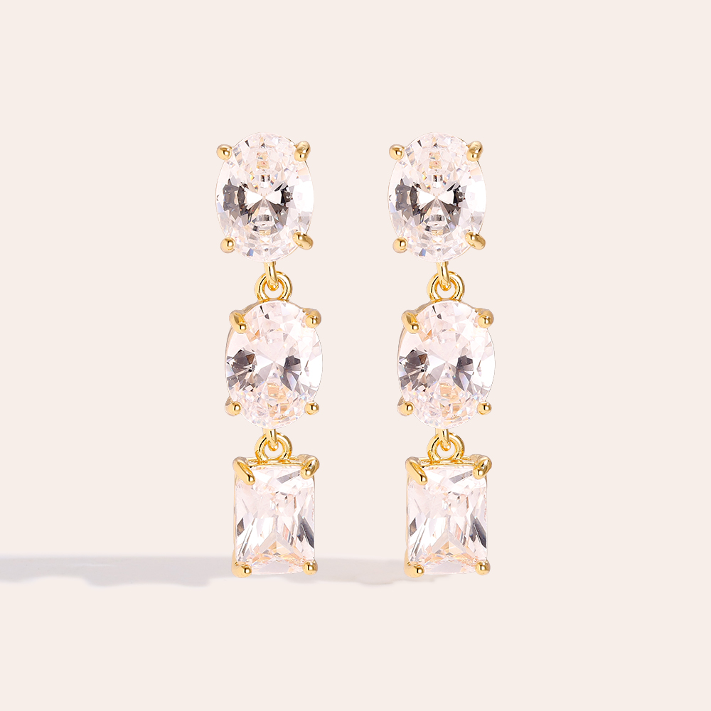 28mm Shining Diamond Gold-plated Earrings     