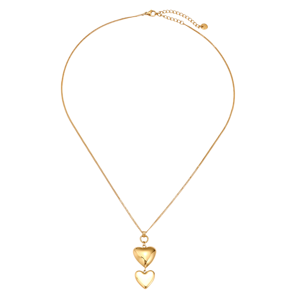 Stainless steel necklace 50cm Two Hearts