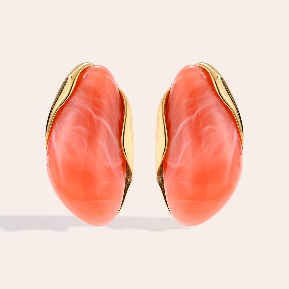 35mm Nice Resin Stainless Steel Earrings   