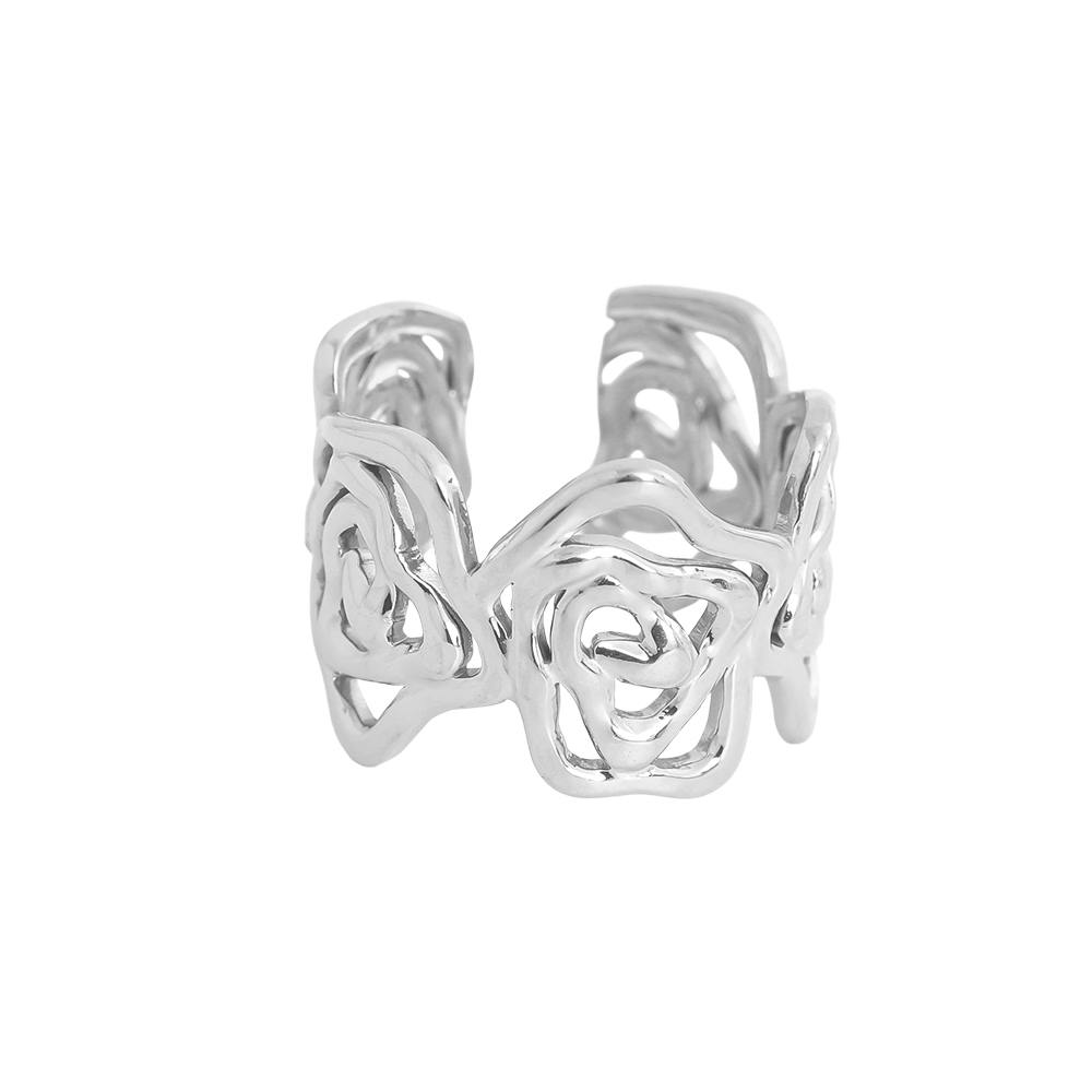 Adjustable rose lustre stainless steel ring    