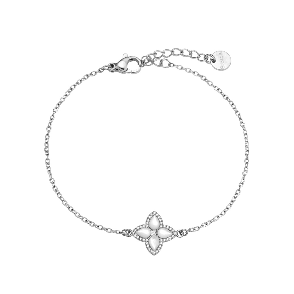 15cm Nice Diamond Luckly Flower stainless steel bracelet   