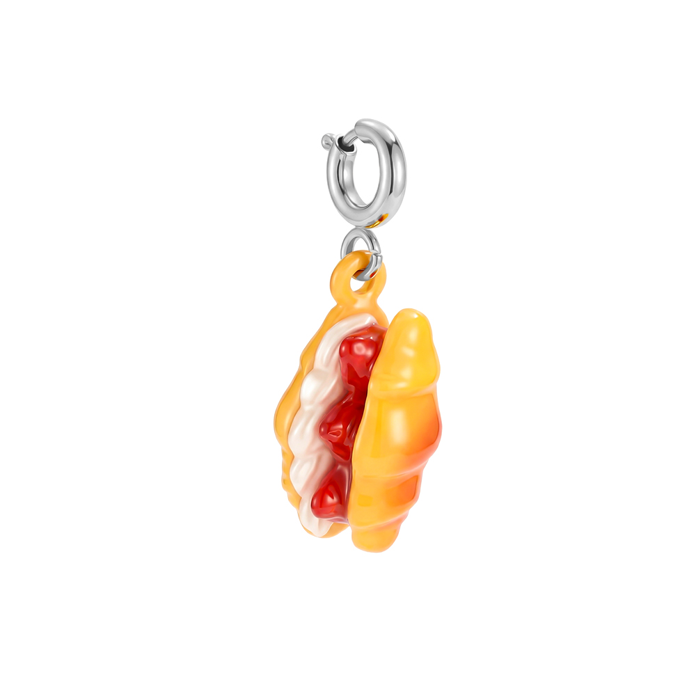 25mm hot dog with spring clasp stainless steel pendant  