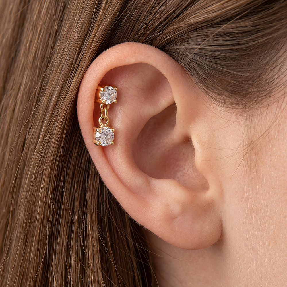 Stainless steel piercing 10mm mini zirconia round