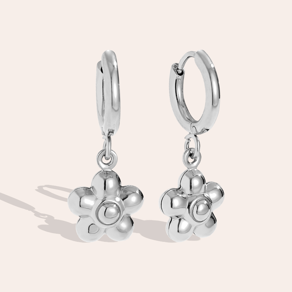 1*2.5cm cute flower stainless steel earrings   