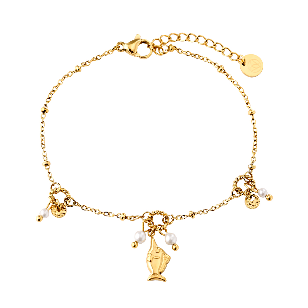 17cm Pearl Fish stainless steel bracelet