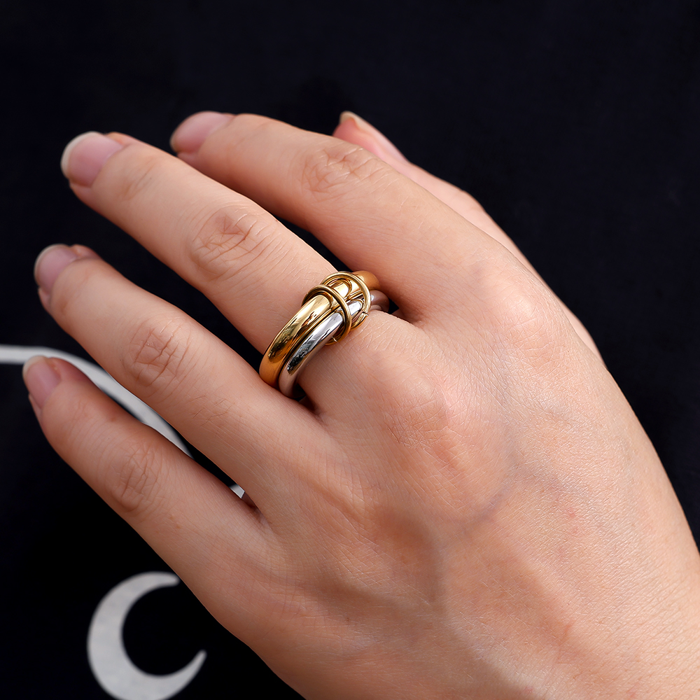 Two Layer Gold And Silver Ring Set Stainless Steel Ring    