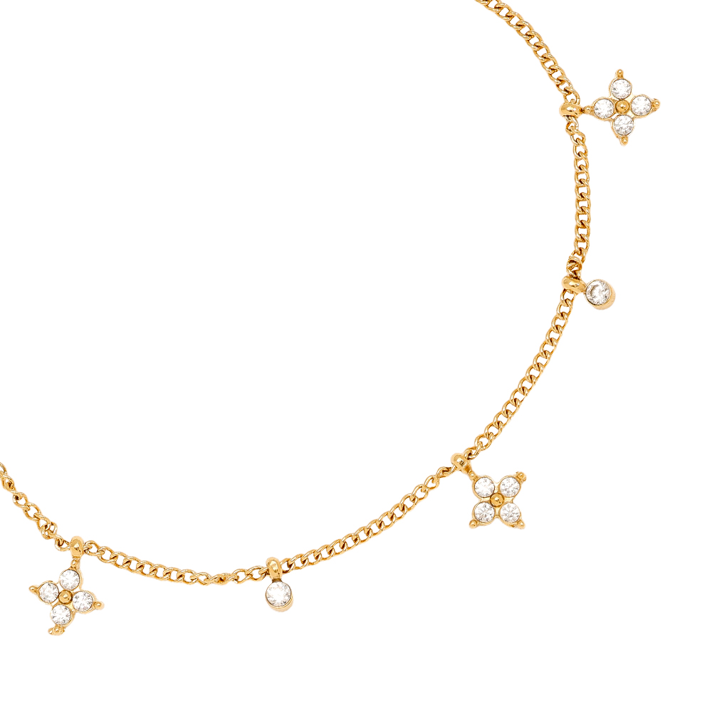 16cm Tiny Diamond Flower stainless steel bracelet  