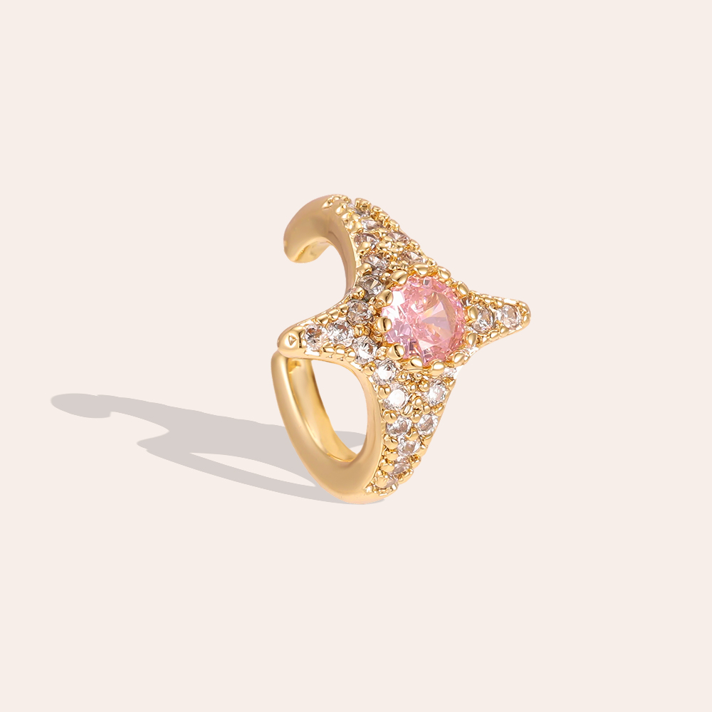 Gold-plated ear cuffs 15mm star zirconia