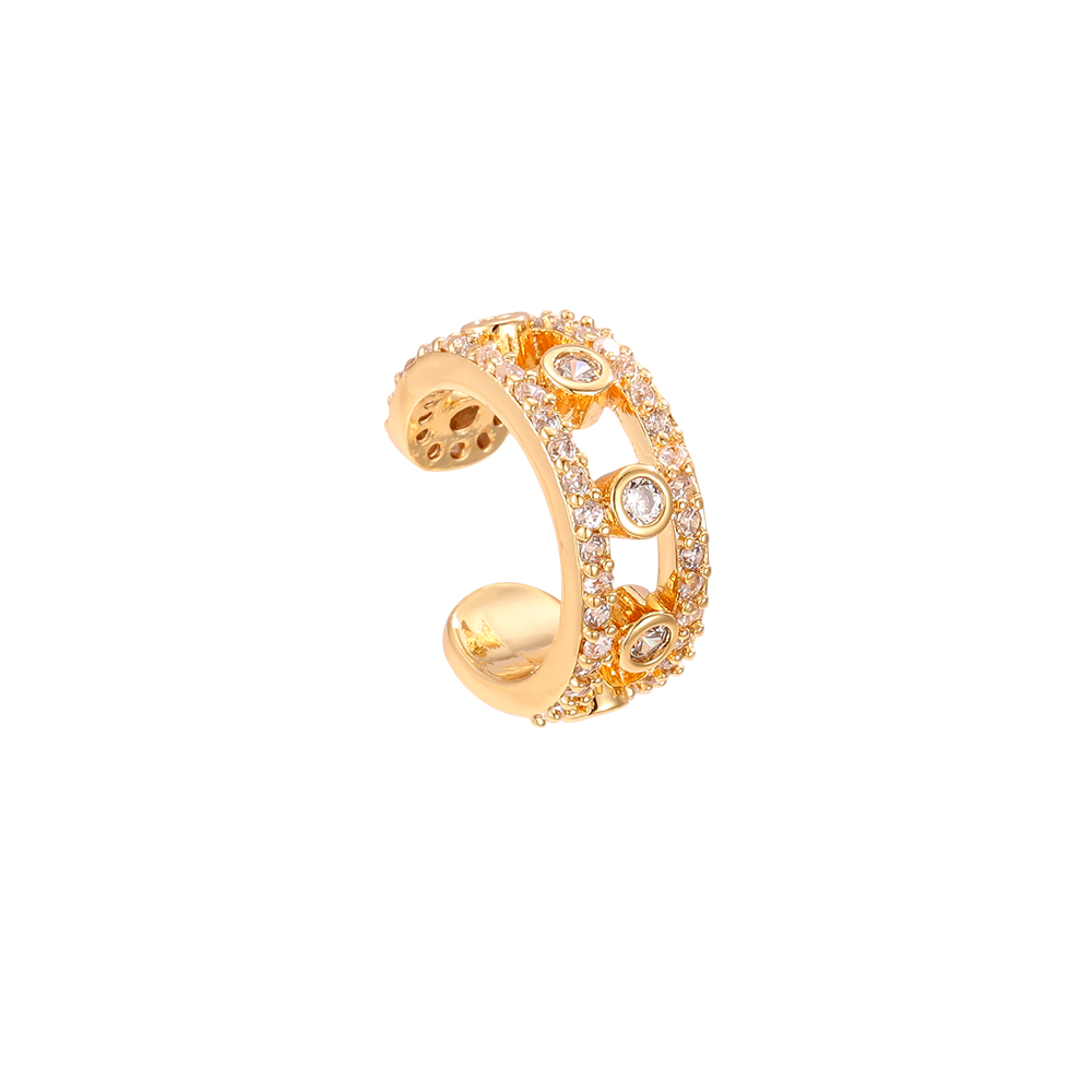 15mm double chain zirconia gold-plated ear cuffs