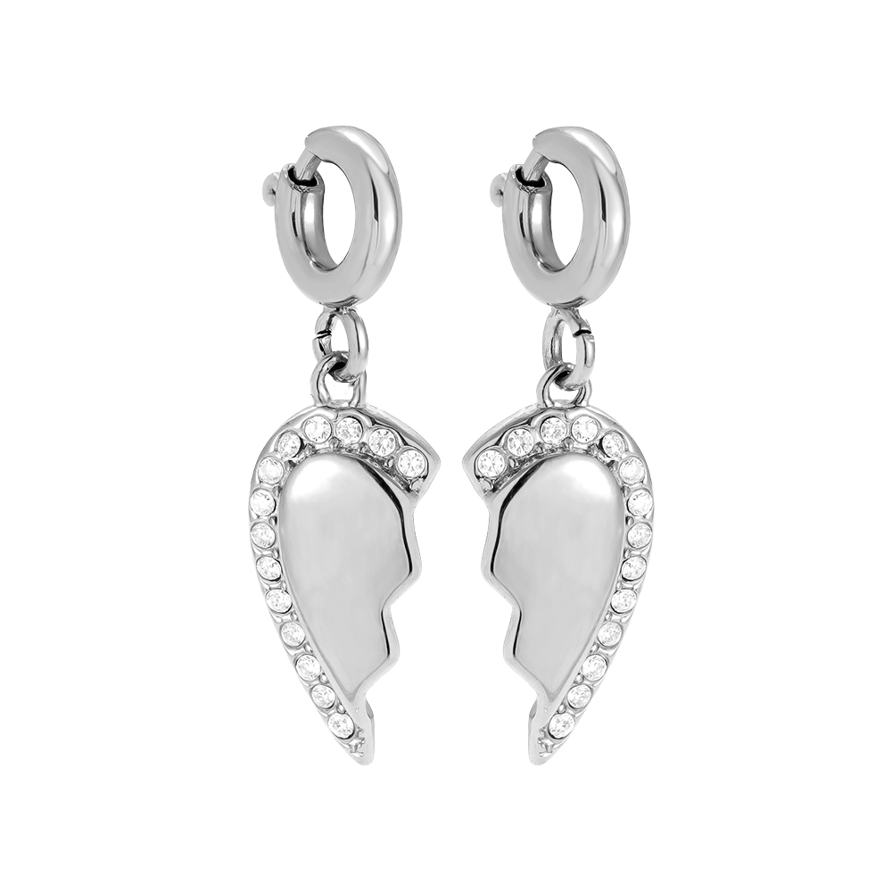 12mm Spring Clasp 2 Hearts Stainless Steel Pendant     