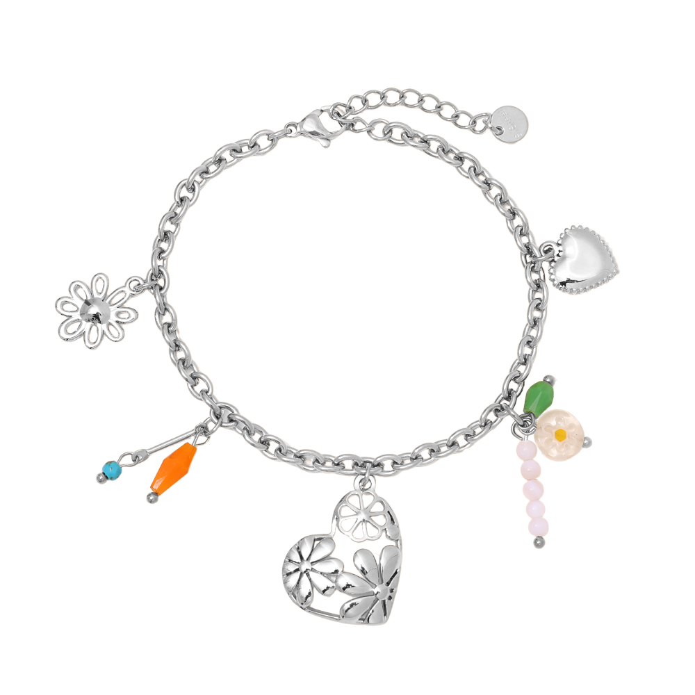 16cm heart and small pendant stainless steel bracelet      