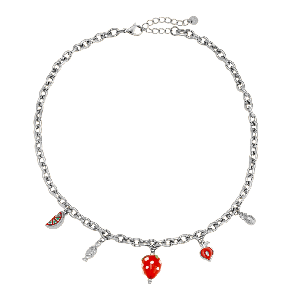 42cm Strawberry Heart stainless steel necklace