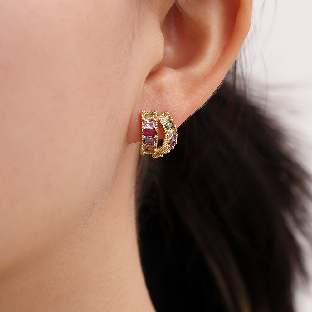 15mm Fancy Colour Gold Plated Earrings      