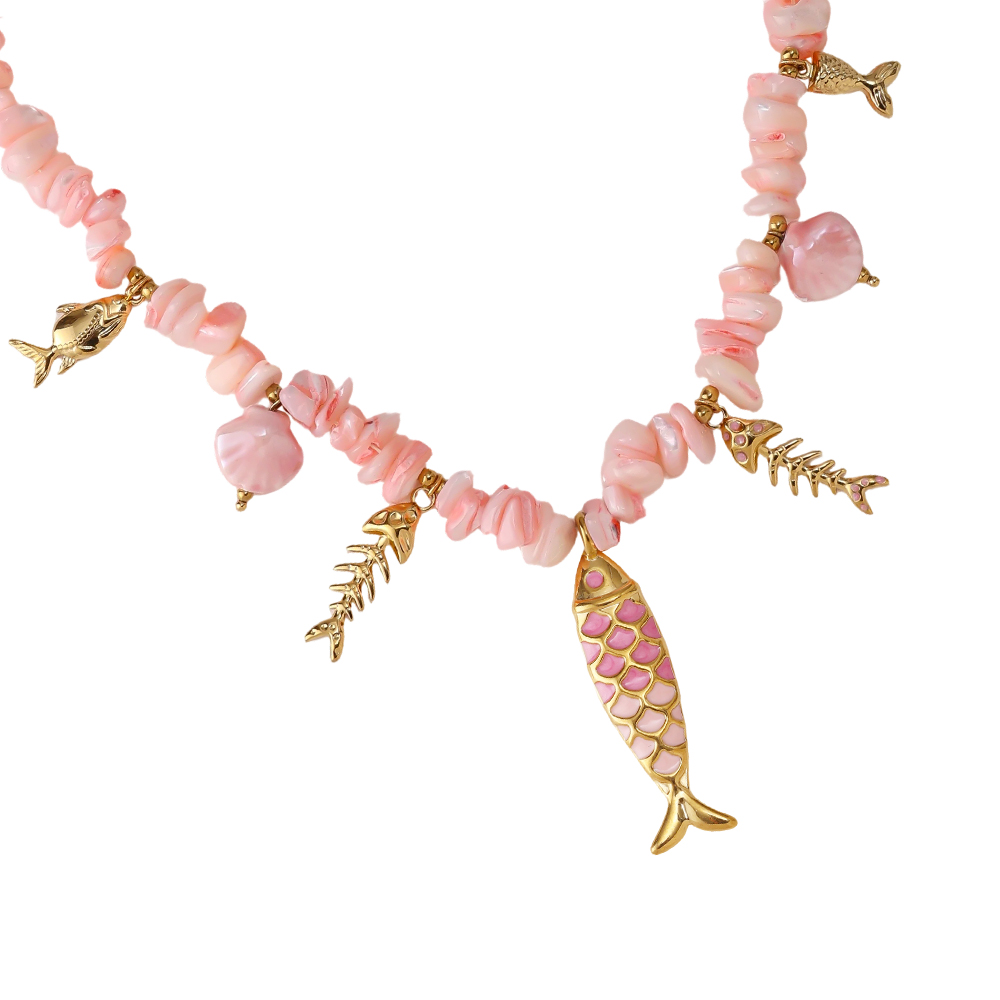 Stainless steel necklace 42cm rose fish