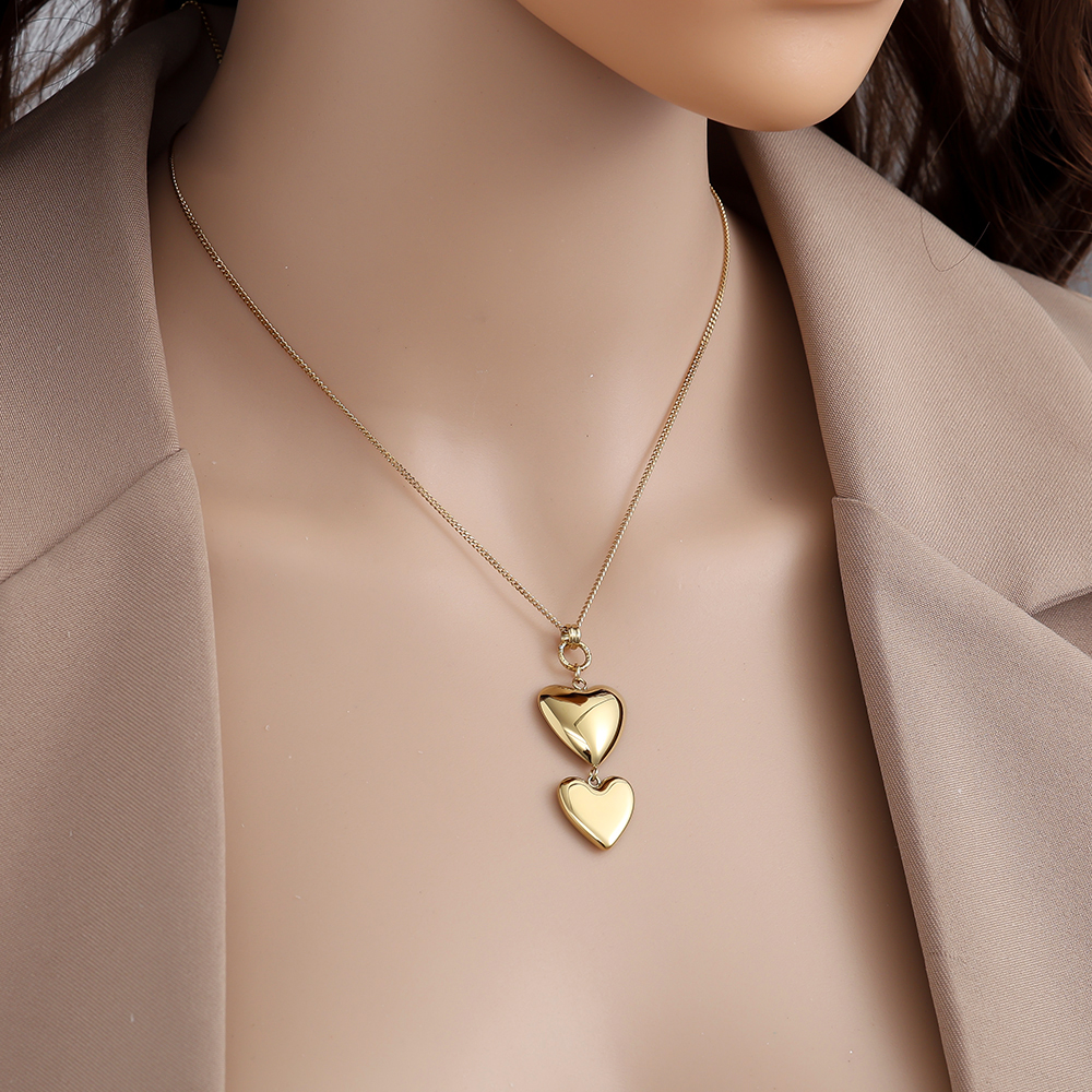 Stainless steel necklace 50cm Two Hearts