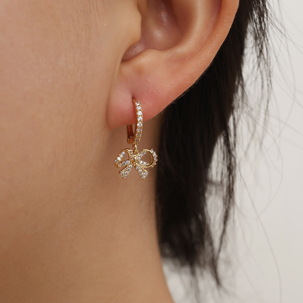 4.5cm Shining Diamond Gold-plated Earrings    