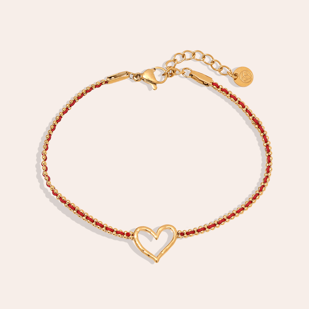 17cm Heart In Red Chain stainless steel bracelet     