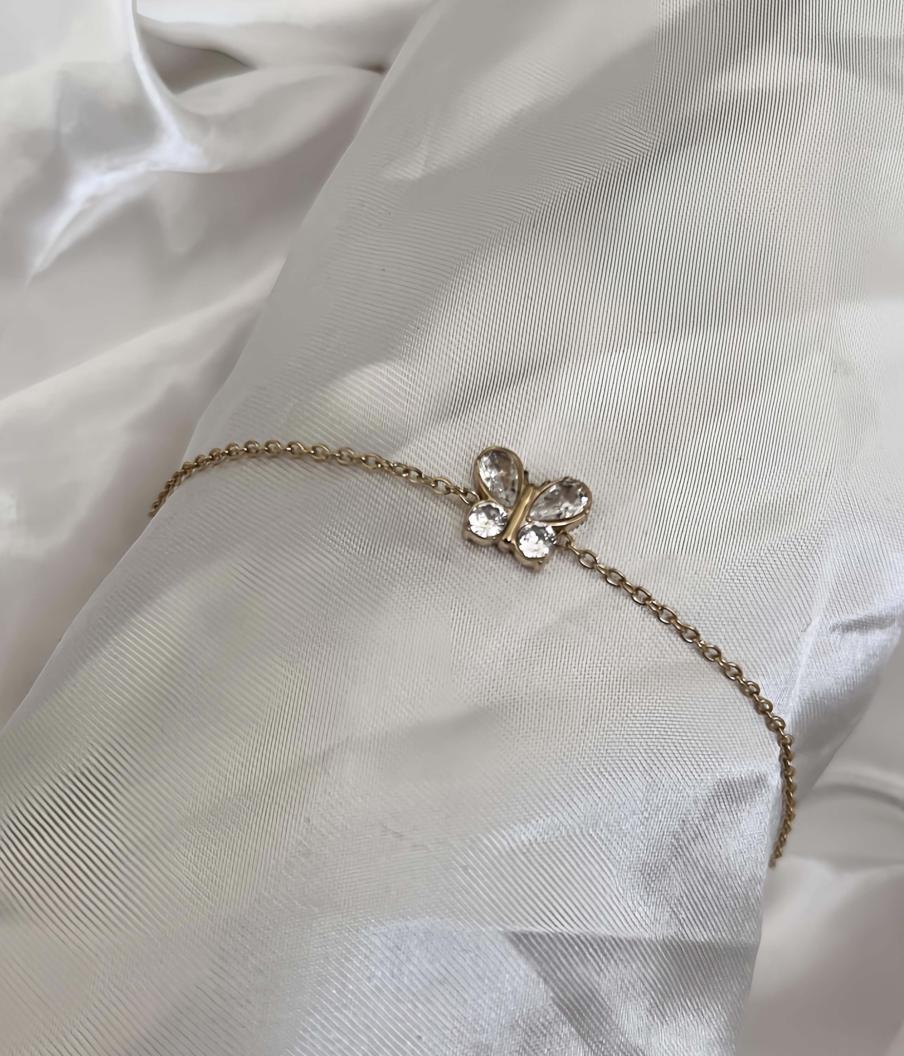 17cm Nice Diamond Butterfly stainless steel bracelet   