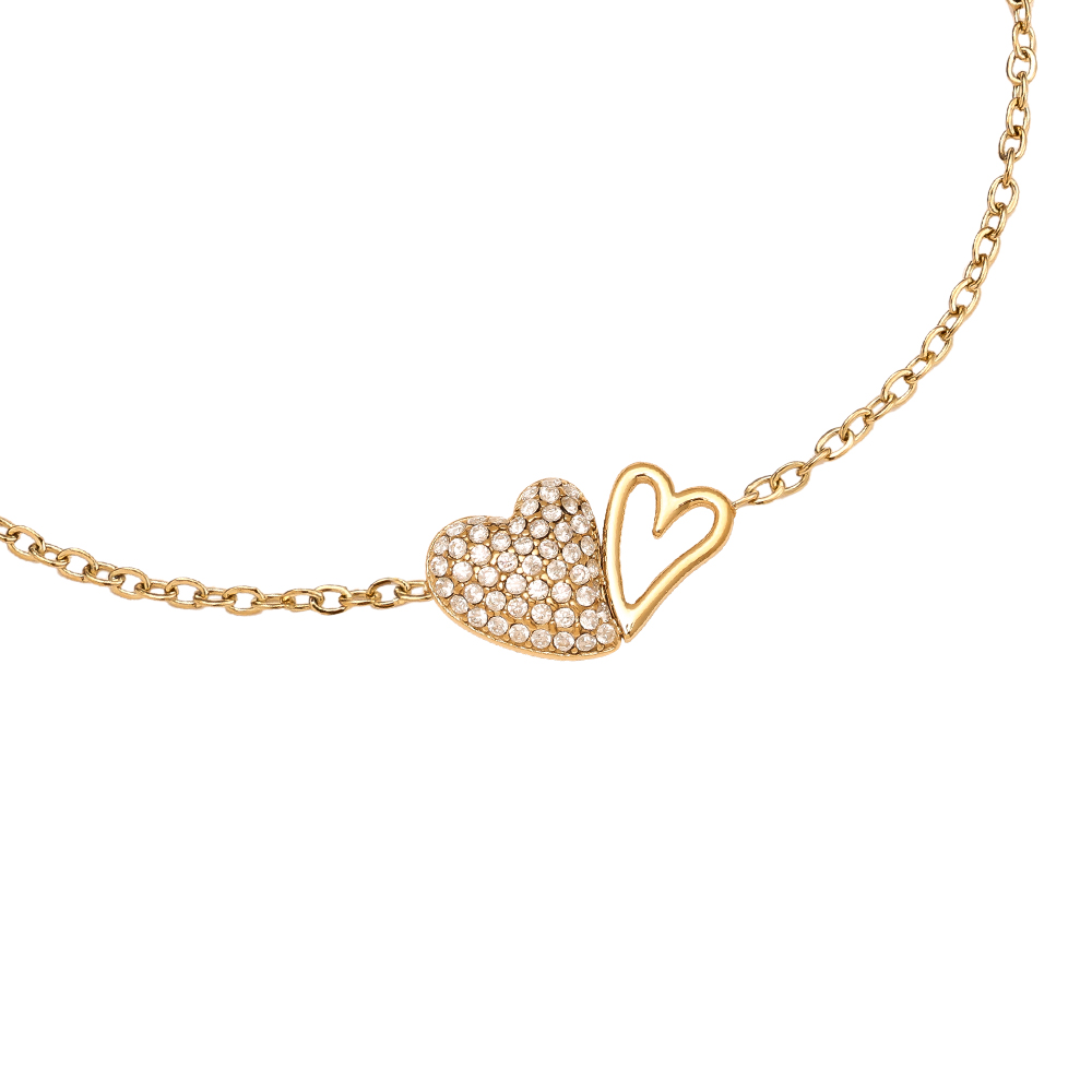 17cm Two Cool Hearts stainless steel bracelet   